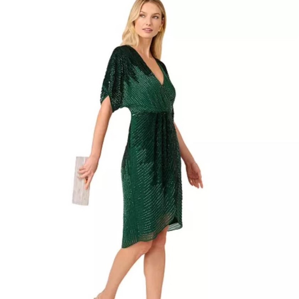 Adrianna Papell Green Sequin Dress